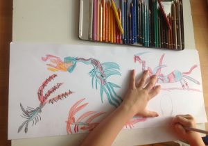 Kunst Therapie Atelier | Kinderzeichnung von Drachen | A. Tanja Stögermair
